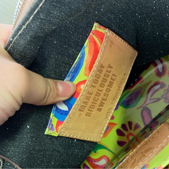 Consuela Gray Crossbody with Colorful Stripe Strap and Tan Accents - Picture 9 of 9